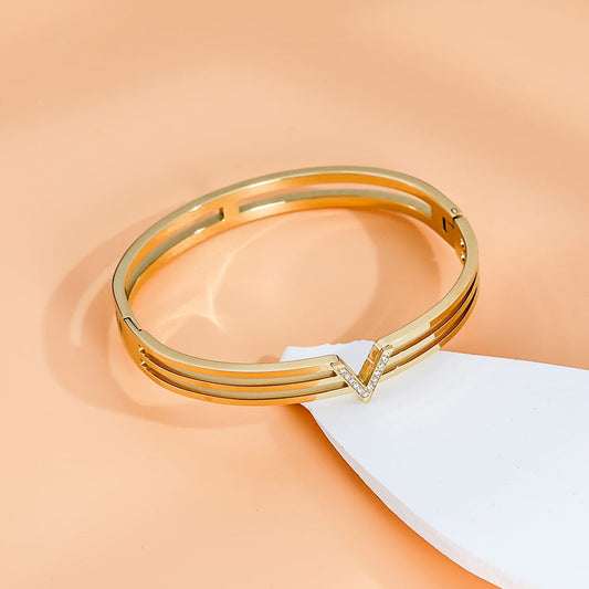 Gold waterproof stackable bangle bracelets for women - Mia Ishaaq