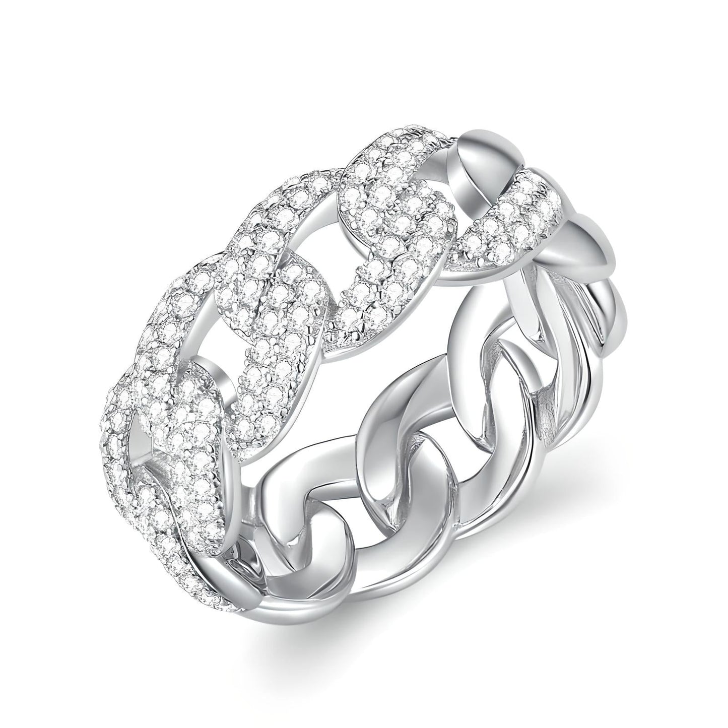 Sterling Silver Cuban Link Chain Ring - Mia Ishaaq
