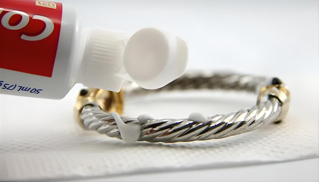 applying a toothpaste to a sterling silver bracelet - Mia Ishaaq