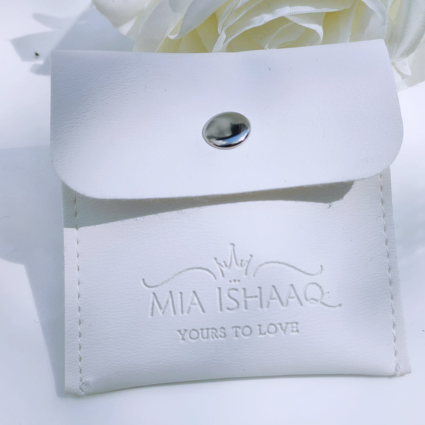 White PU Leather Jewellery Gift Pouch - Mia Ishaaq