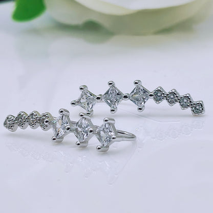 925 Sterling Silver Crystal Ear Cuffs Earrings - Mia Ishaaq