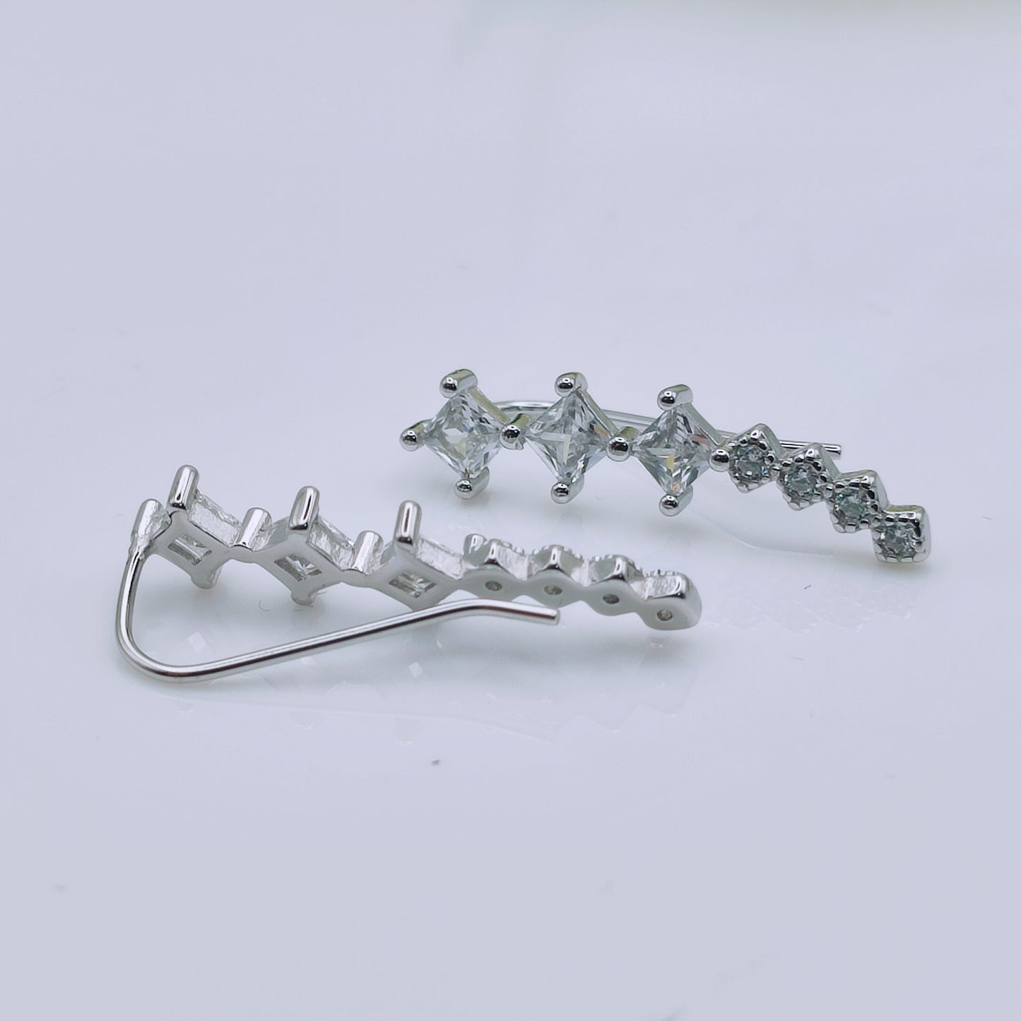 925 Sterling Silver Crystal Ear Cuffs Earrings - Mia Ishaaq