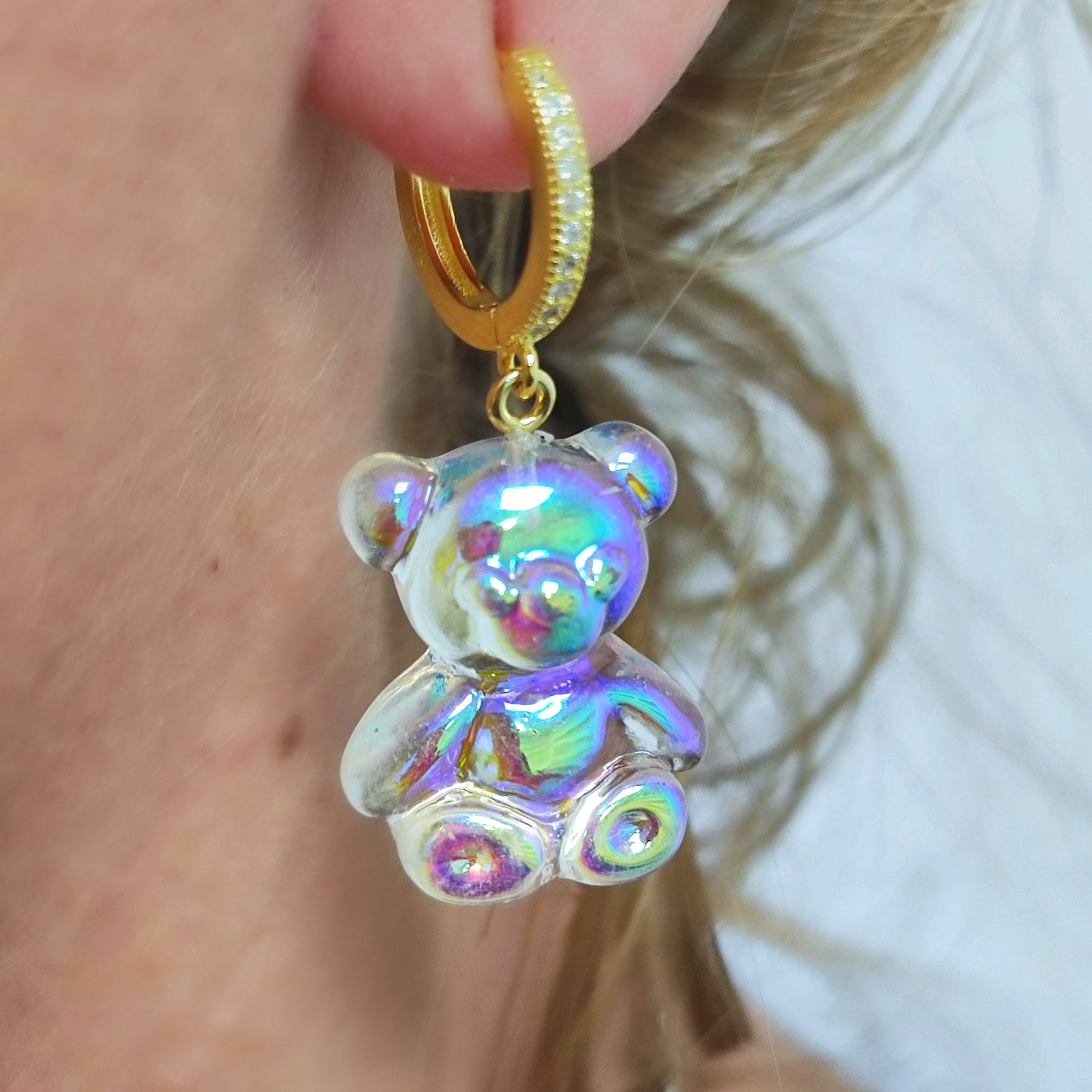 Shimmering Teddy Bear Earrings