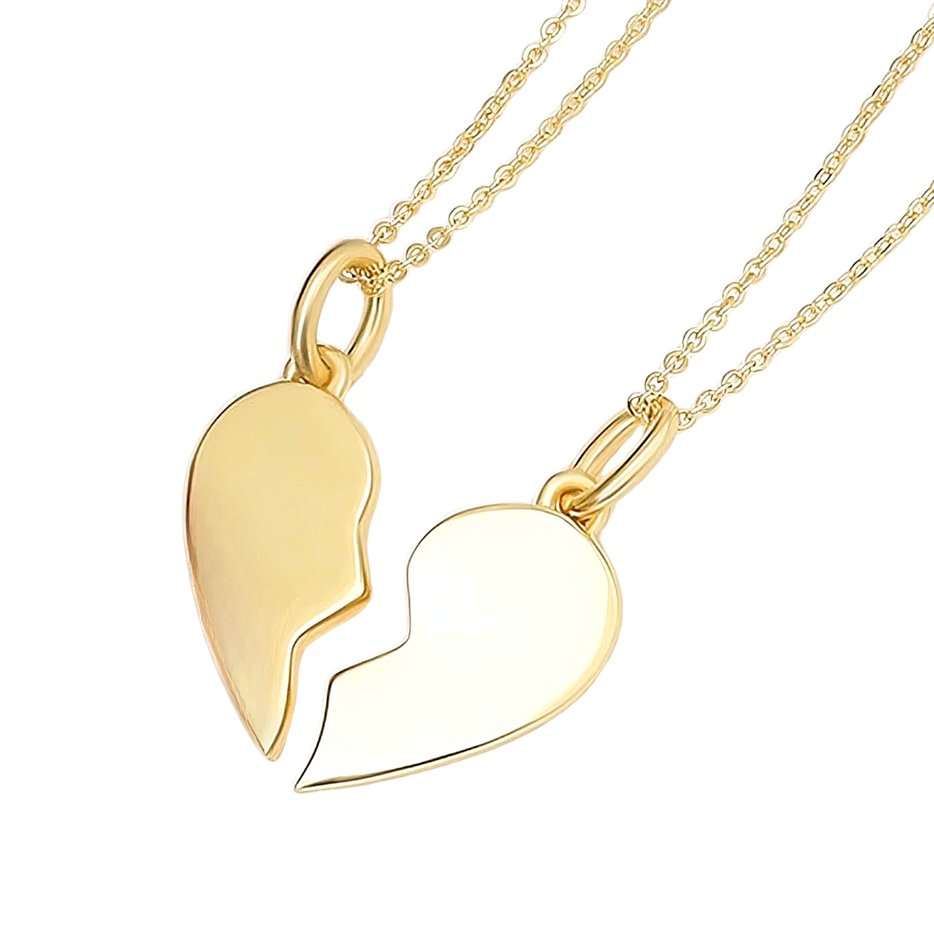 925 sterling silver 14k gold plated broken heart best friend pendant necklace - Mia Ishaaq
