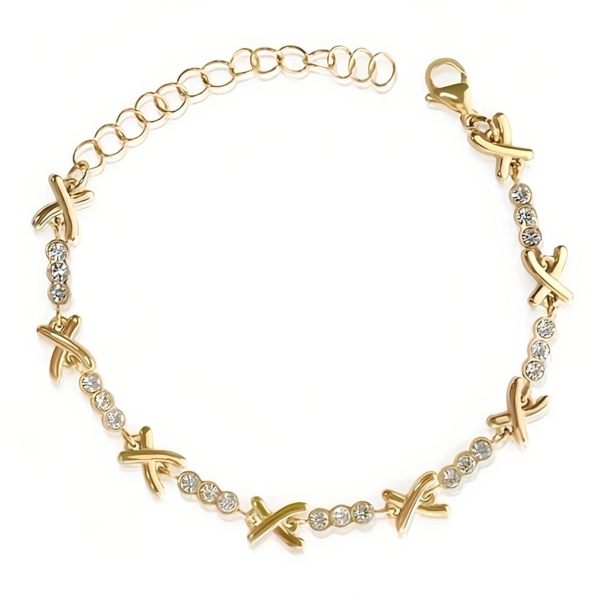 Gemma Owen Inspired Crystal Cross XO Gold Bracelet - Mia Ishaaq