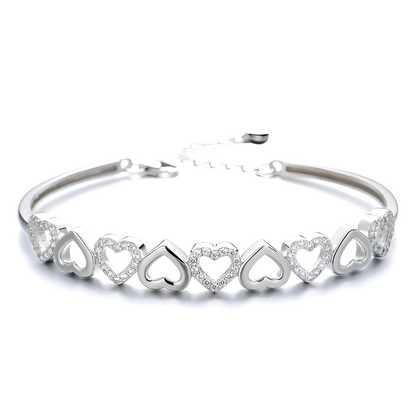 925 sterling silver adjustable heart bangle Crystal bracelet - Mia Ishaaq