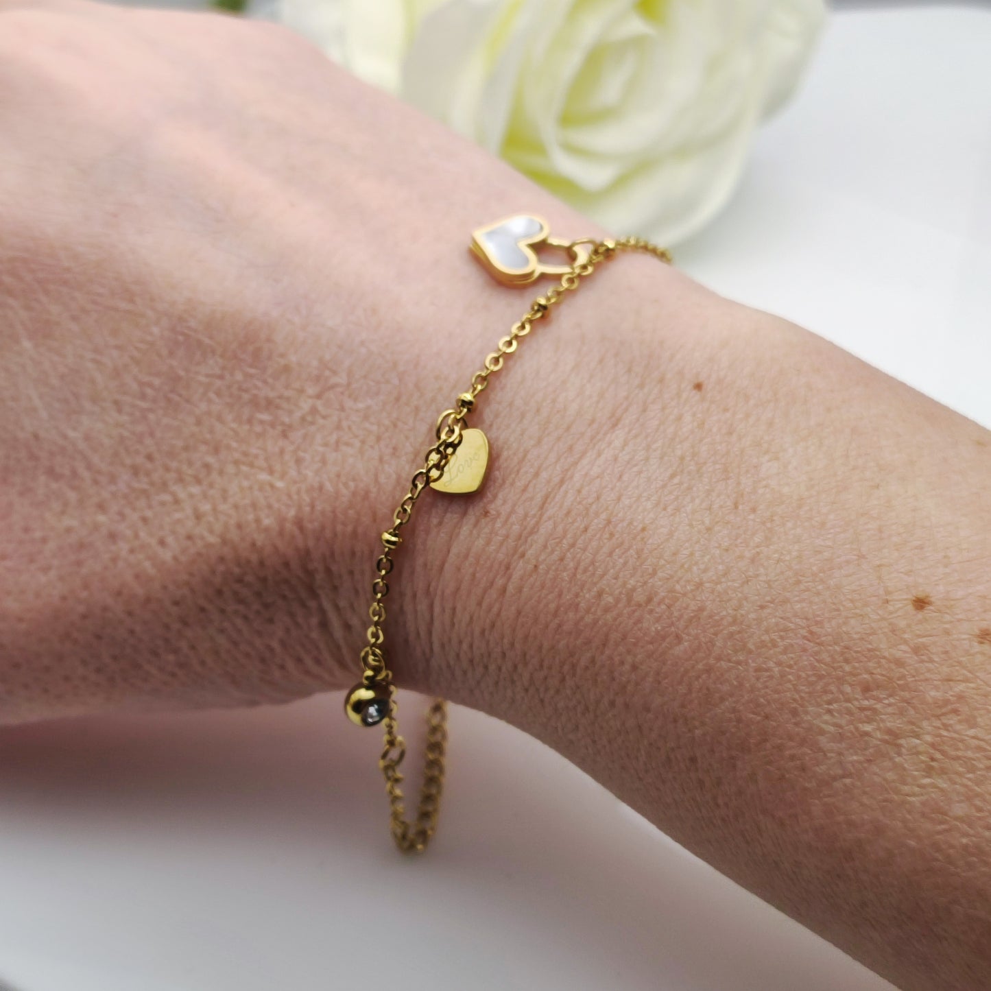 18K Gold Plated Stainless Steel Hearts Bracelet - Mia Ishaaq