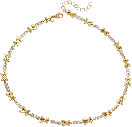 Gemma owen inspired crystal gold and silver choker necklace - Mia Ishaaq