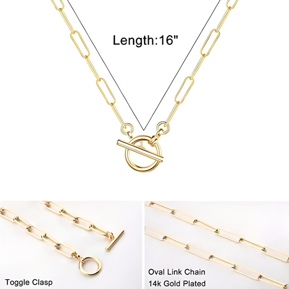 18k gold plated stainless steel link chain t-bar choker necklace - Mia Ishaaq