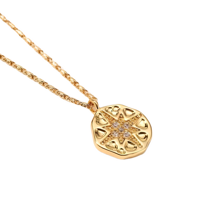 Polaris Coin Pendant Necklace 18k gold plated sterling silver celestial charm necklace - Mia Ishaaq