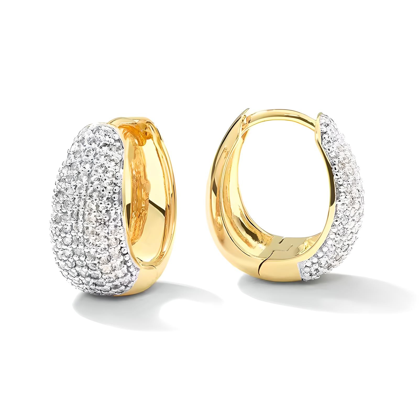 18k gold plated sterling silver diamond crystal huggie hoop dangle earrings - Mia Ishaaq