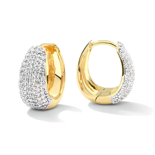 18k gold plated sterling silver diamond crystal huggie hoop dangle earrings - Mia Ishaaq
