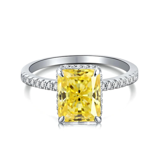 sterling silver white gold yellow crushed ice diamond princess cut engagement ring - Mia Ishaaq