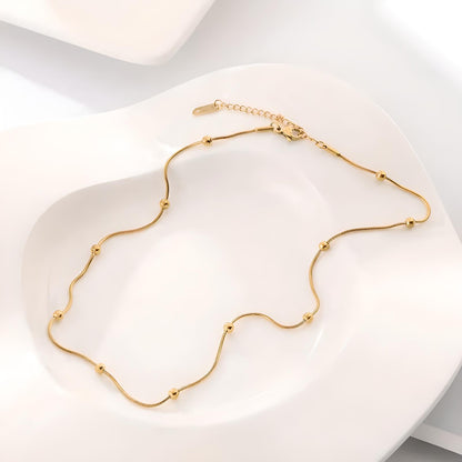 18k gold plated stainless steel beaded snake chain necklace - Mia Ishaaq