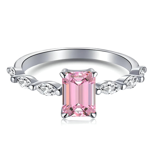 sterling silver white gold pink imperia engagement ring - Mia Ishaaq