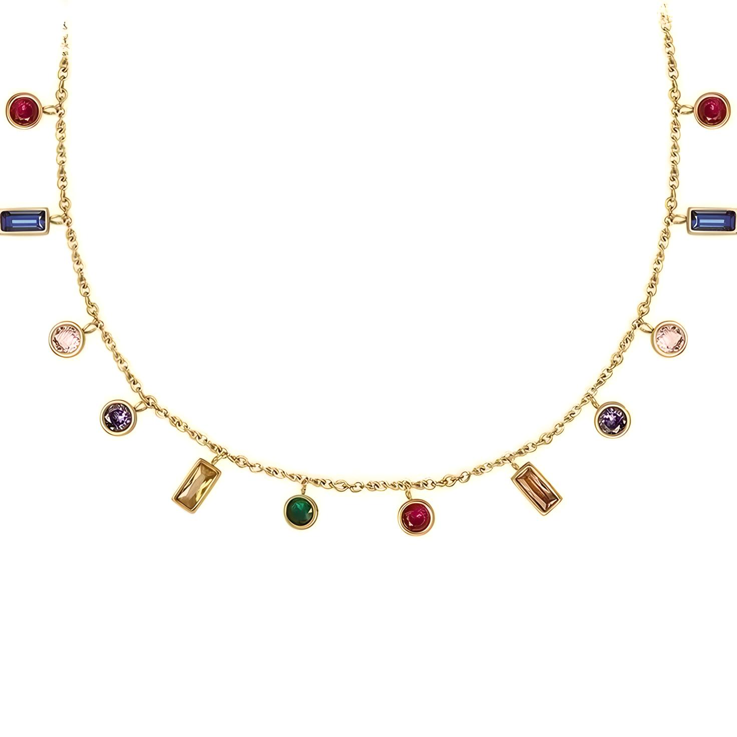 18k gold plated stainless steel waterproof and hypoallergenic multicoloured gemstone pendant necklace - Mia Ishaaq