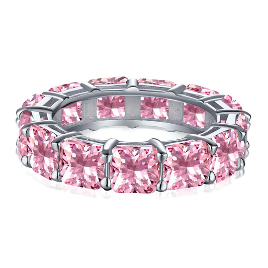 sterling silver white gold pink diamond wedding band - Mia Ishaaq