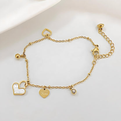 18K Gold Plated Stainless Steel Hearts Bracelet - Mia Ishaaq