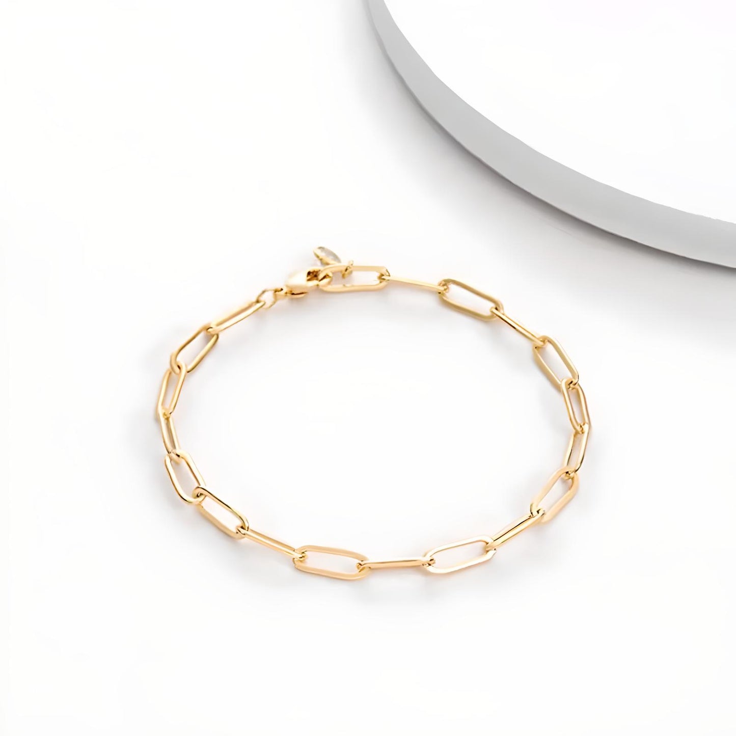 18k gold plated stainless steel waterproof water-resistant non-tarnish link chain bracelet - Mia Ishaaq