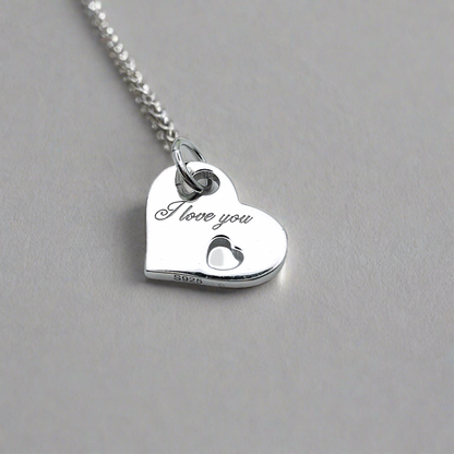 925 sterling silver i love you engraved message heart tag - Mia Ishaaq