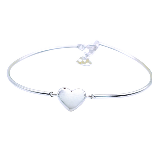 Sterling Silver Heart Charm Bangle Bracelet - Mia Ishaaq