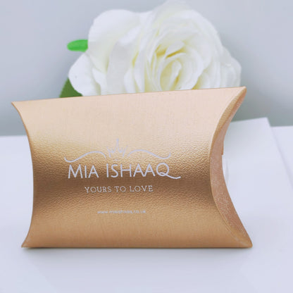 Rose gold cardboard pillow style jewellery gift box - Mia Ishaaq