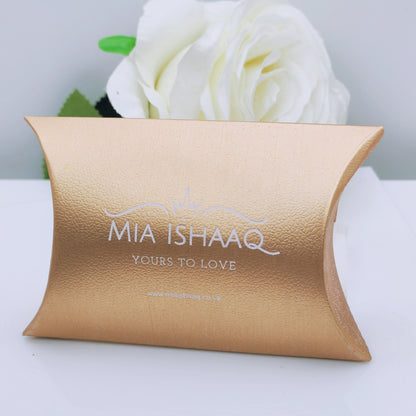 Rose gold cardboard pillow style jewellery gift box - Mia Ishaaq