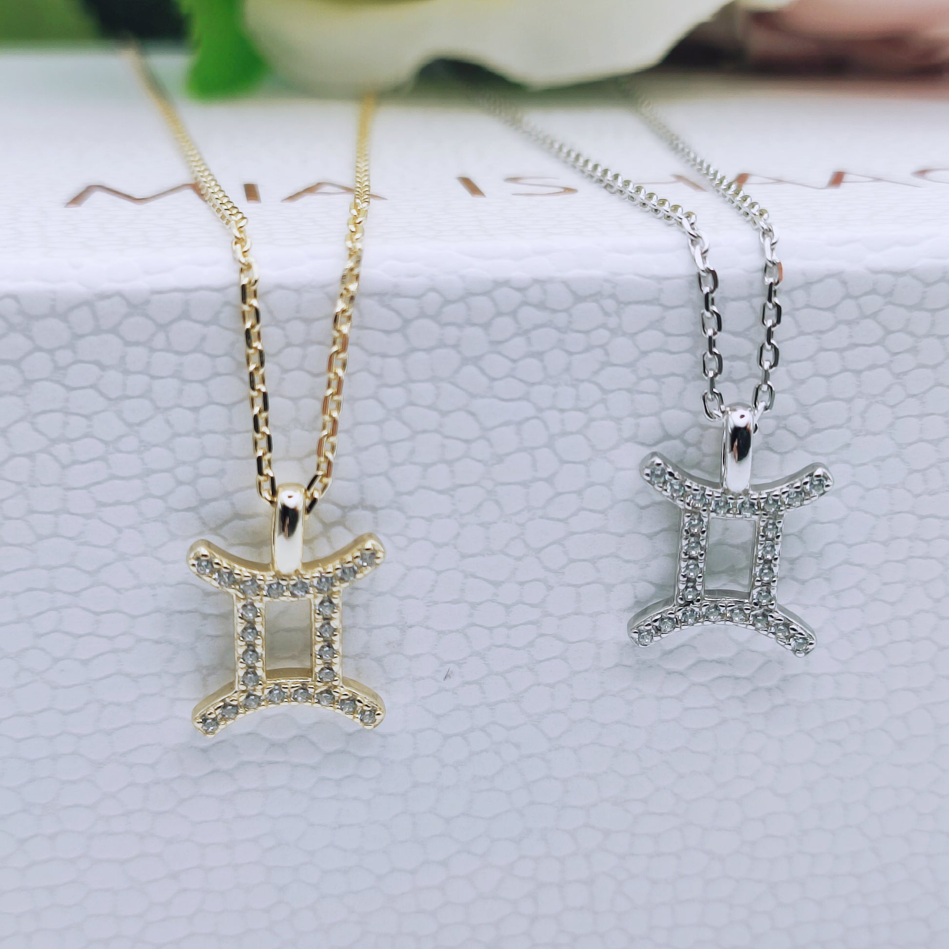 925 Sterling Silver Zodiac Star Sign Gemini Cubic Zirconia Necklace - Mia Ishaaq