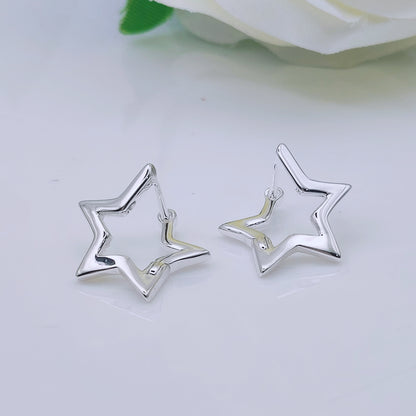 925 Sterling Silver Star Huggies Hoop Earrings - Mia Ishaaq