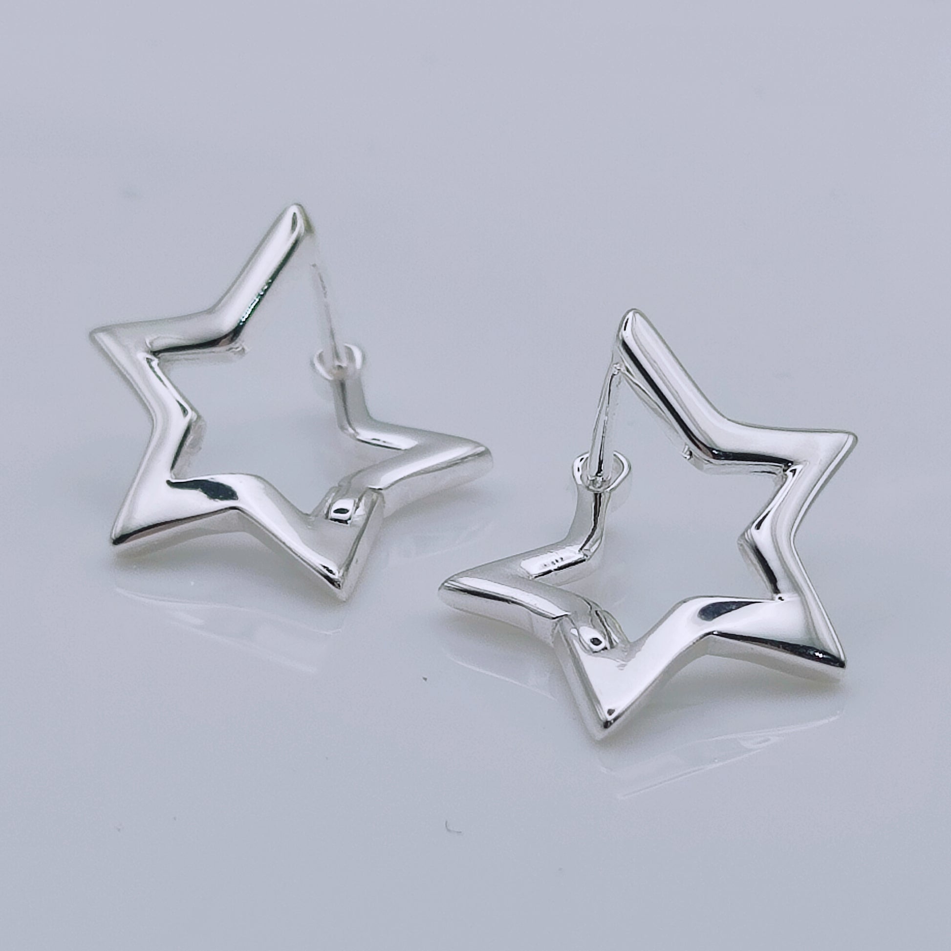 925 Sterling Silver Star Huggies Hoop Earrings - Mia Ishaaq