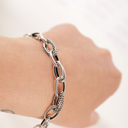 Sterling Silver Ellipse Link Chain Bracelet - Mia Ishaaq