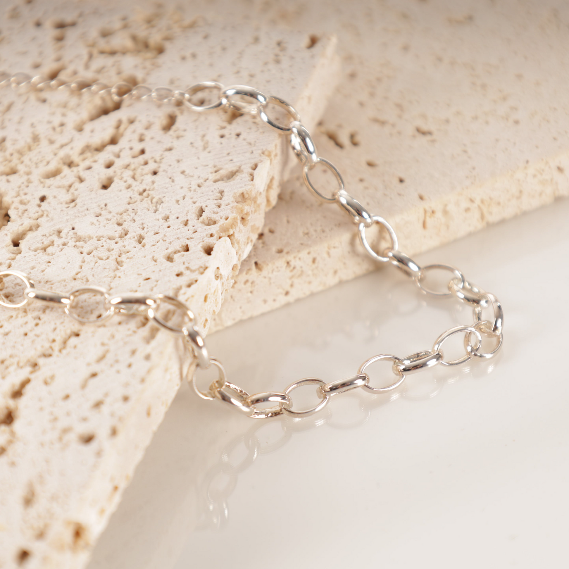 Sterling silver basis link chain charm bracelet - Mia Ishaaq