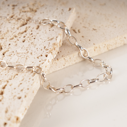 Sterling silver basis link chain charm bracelet - Mia Ishaaq