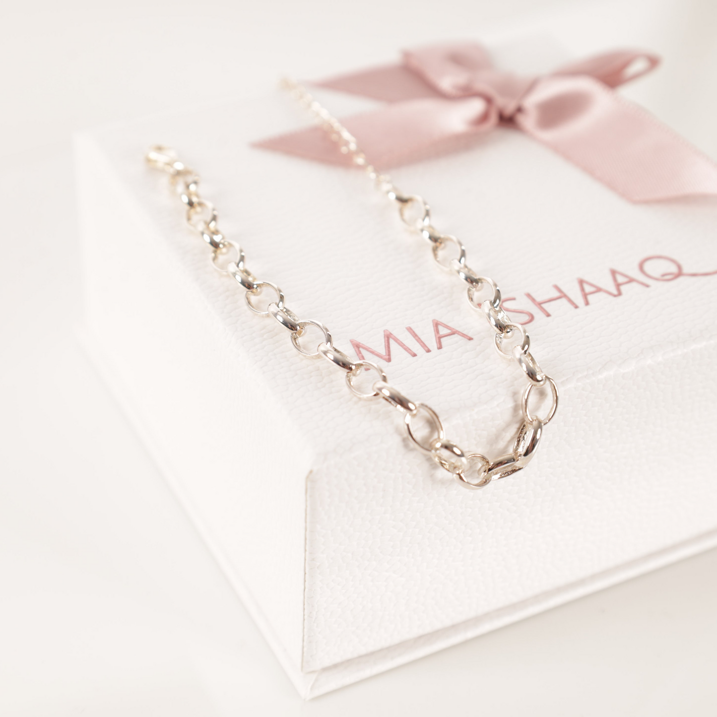 Sterling silver basis link chain charm bracelet - Mia Ishaaq