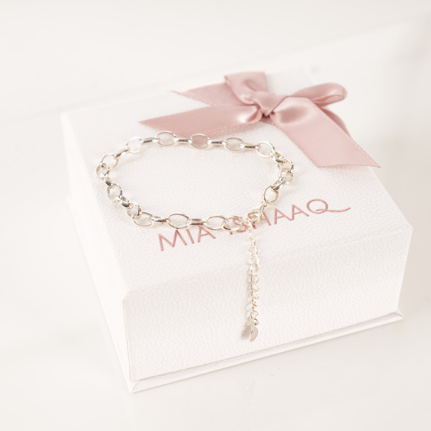 Sterling silver basis link chain charm bracelet - Mia Ishaaq