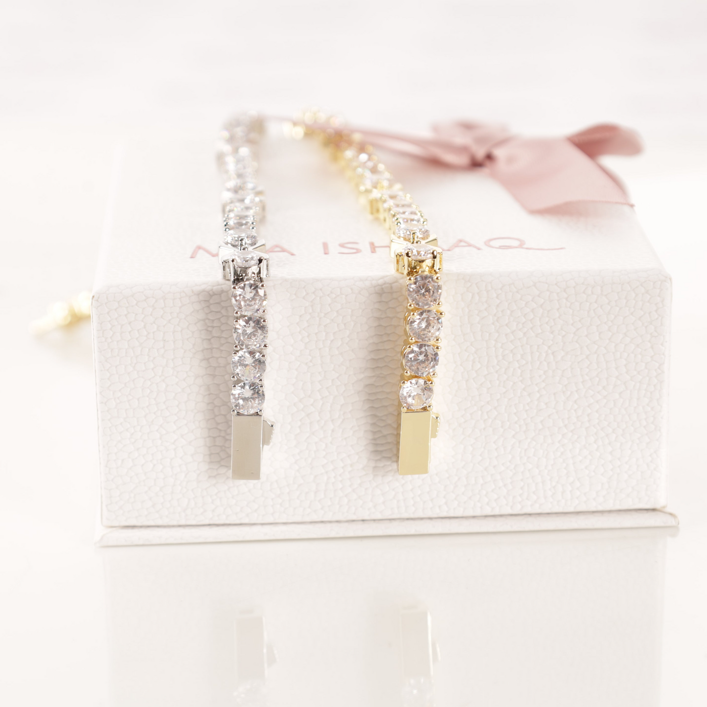 gemma owen inspired cubic zirconia kiss bracelet in gold - Mia Ishaaq