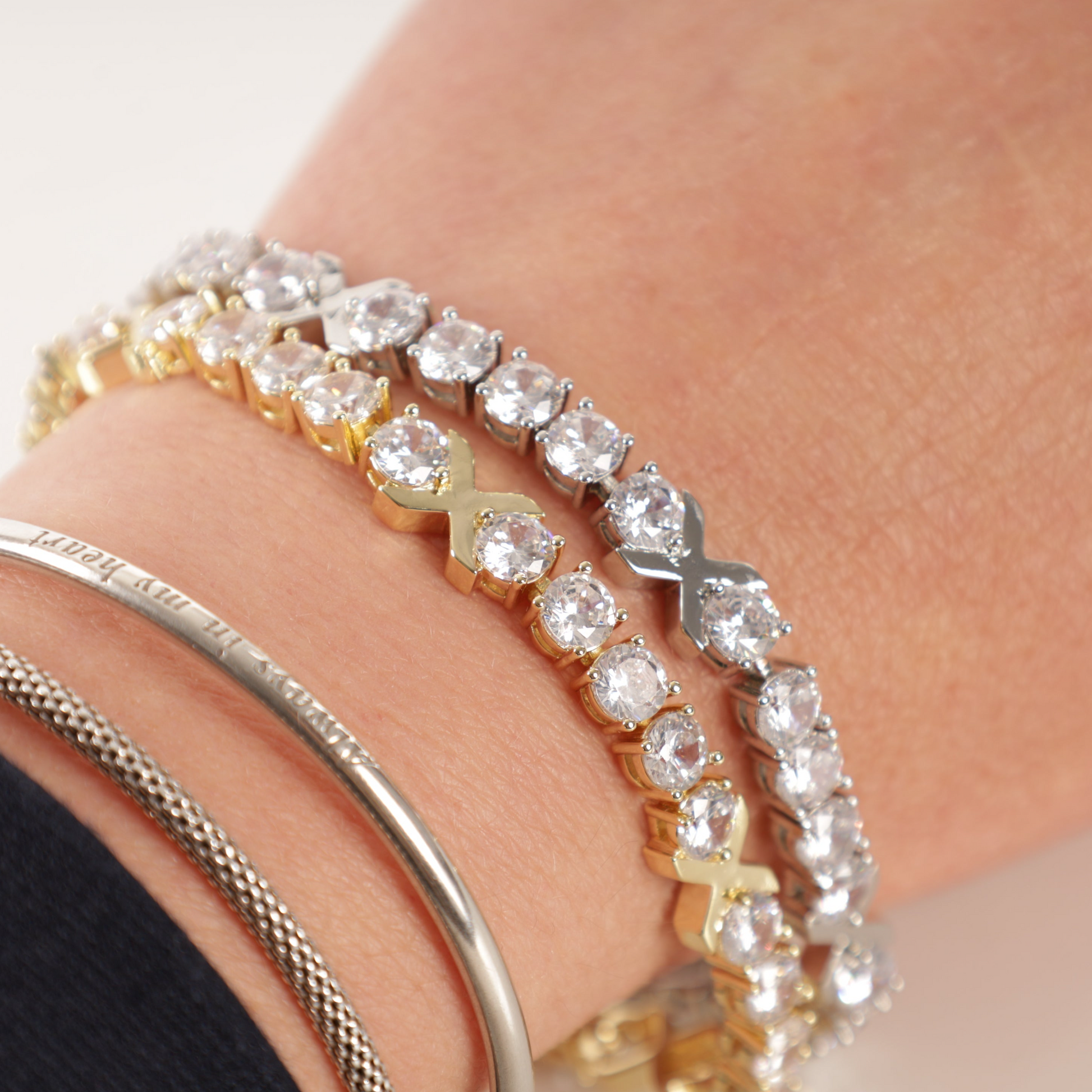 gemma owen inspired cubic zirconia kiss bracelet in gold - Mia Ishaaq