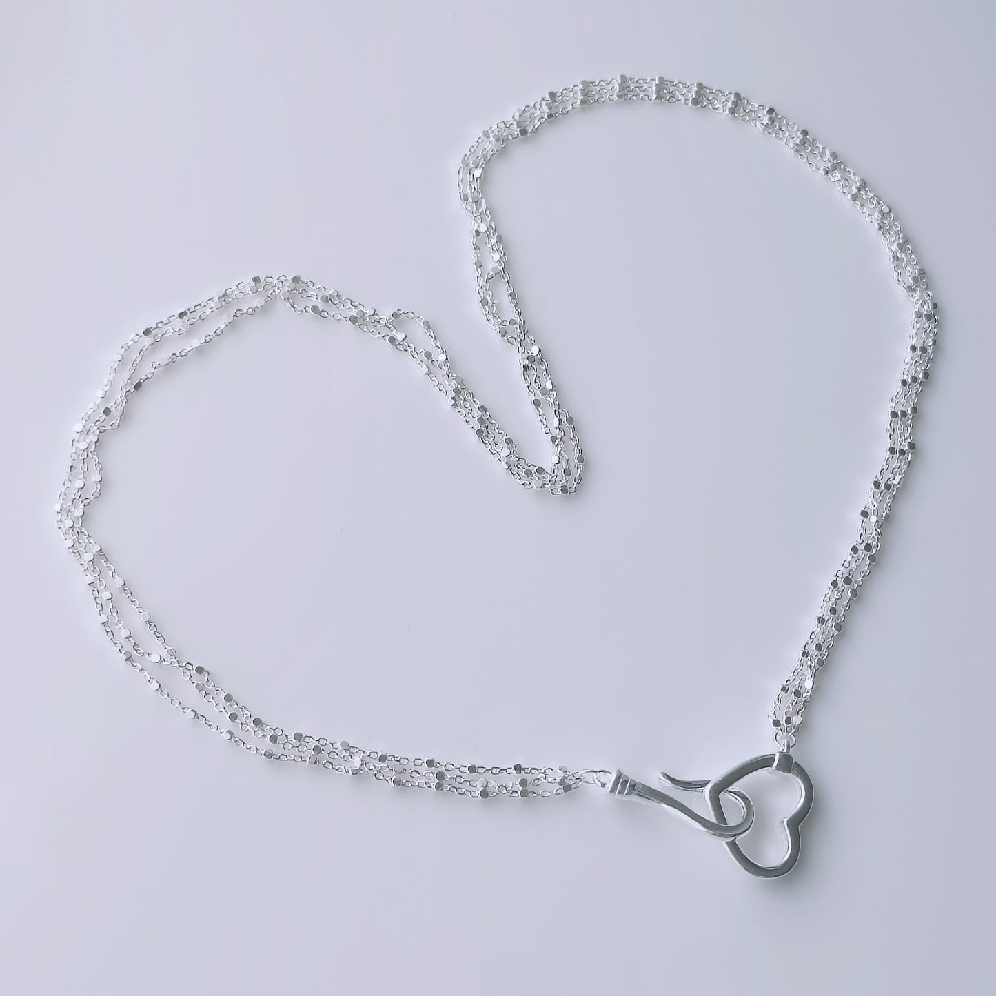 Sterling silver multi bead chain hook and heart necklace - Mia Ishaaq