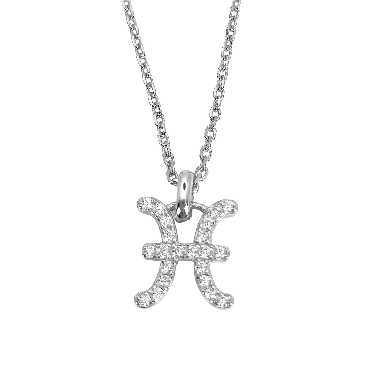 925 Sterling Silver Zodiac Star Sign Pisces Cubic Zirconia Necklace - Mia Ishaaq