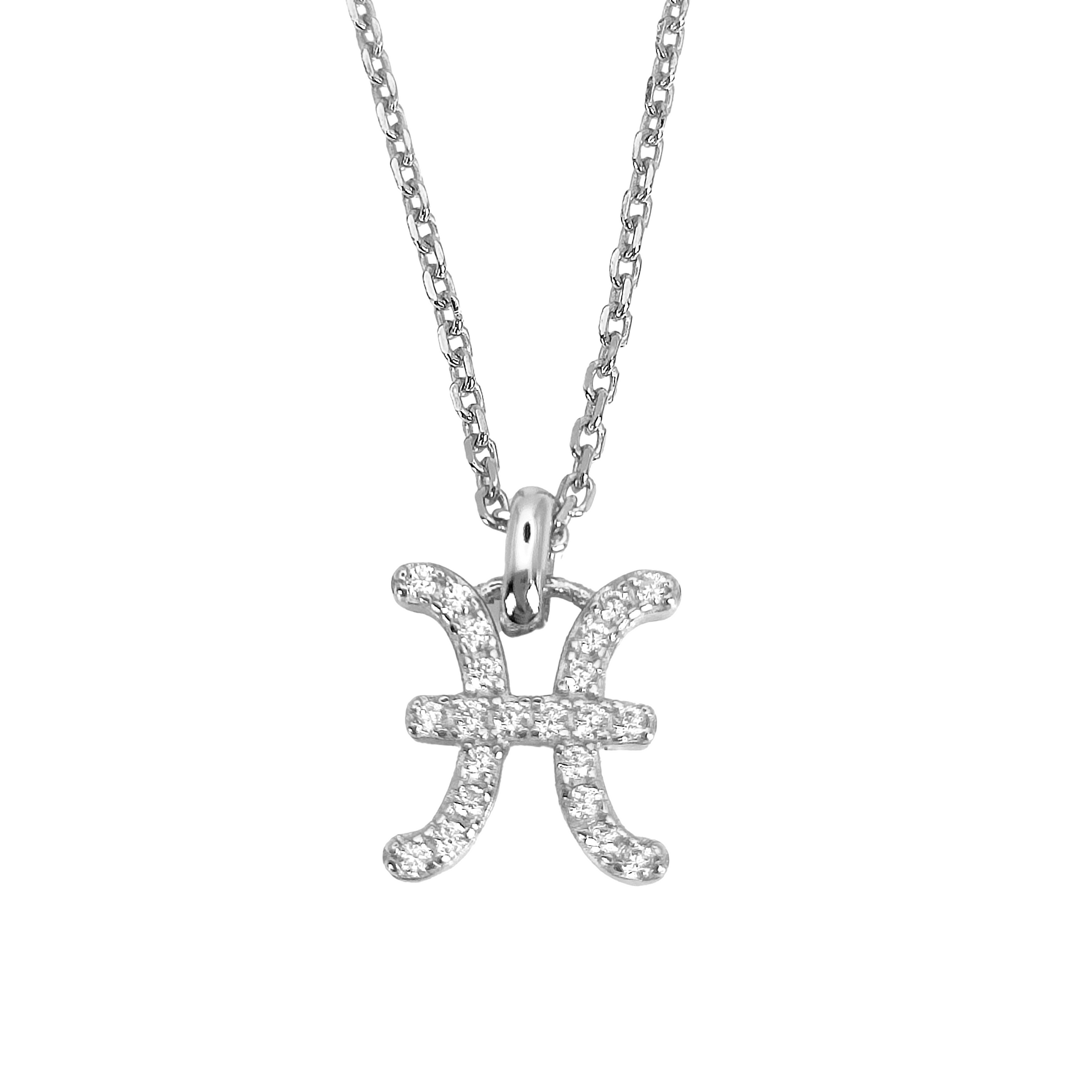 925 Sterling Silver Zodiac Star Sign Pisces Cubic Zirconia Necklace - Mia Ishaaq