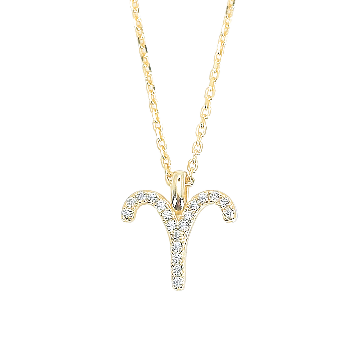 925 Sterling Silver Elegant Cubic Zirconia Zodiac Star Sign Aries Necklace - Mia Ishaaq