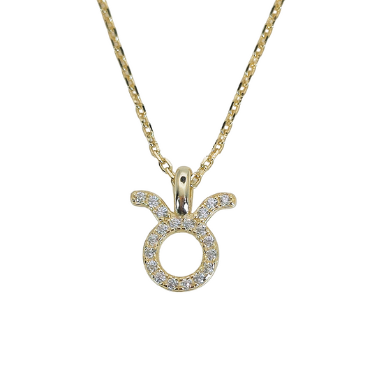 925 Sterling Silver Elegant Cubic Zirconia Zodiac Star Sign Taurus Necklace - Mia Ishaaq