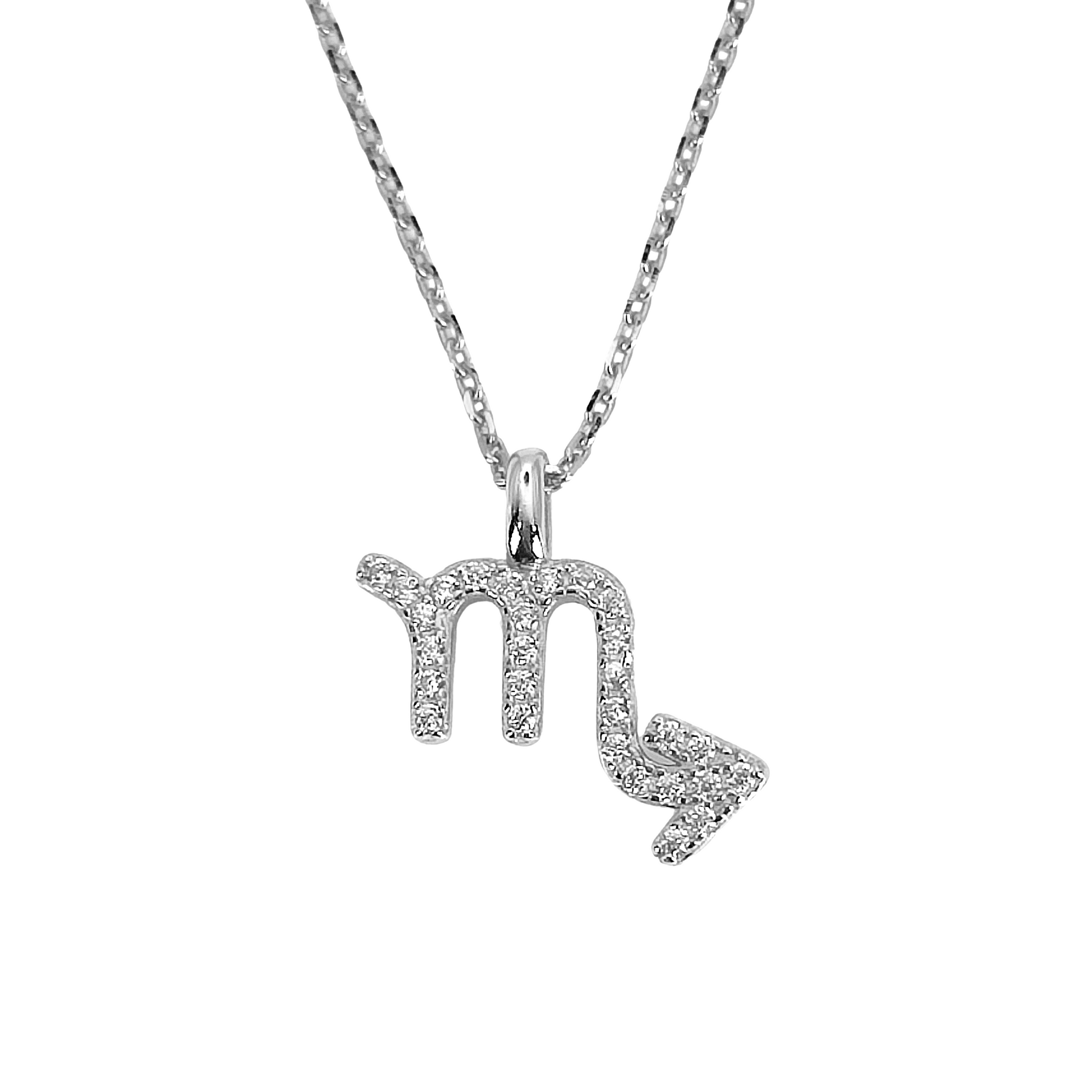 925 Sterling Silver Cubic Zirconia Zodiac Pendant Star Sign Scorpio Necklace - Mia Ishaaq