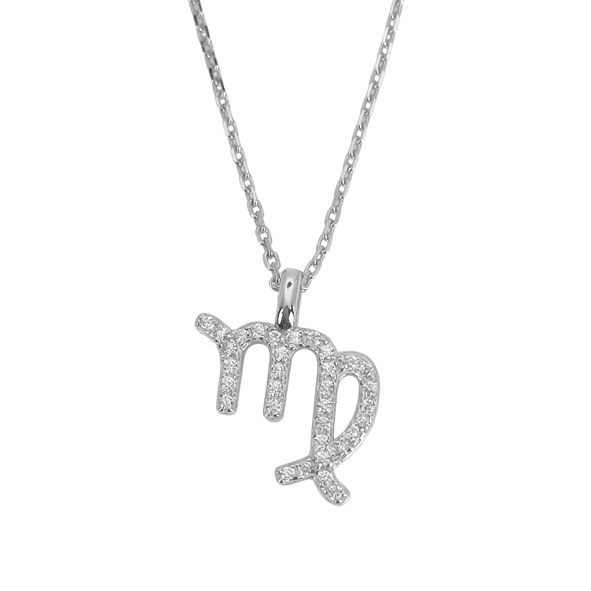 925 Sterling Silver Zodiac Star Sign Virgo Cubic Zirconia Necklace - Mia Ishaaq