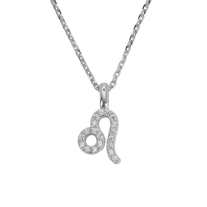 925 Sterling Silver Zodiac Star Sign Leo Cubic Zirconia Necklace - Mia Ishaaq