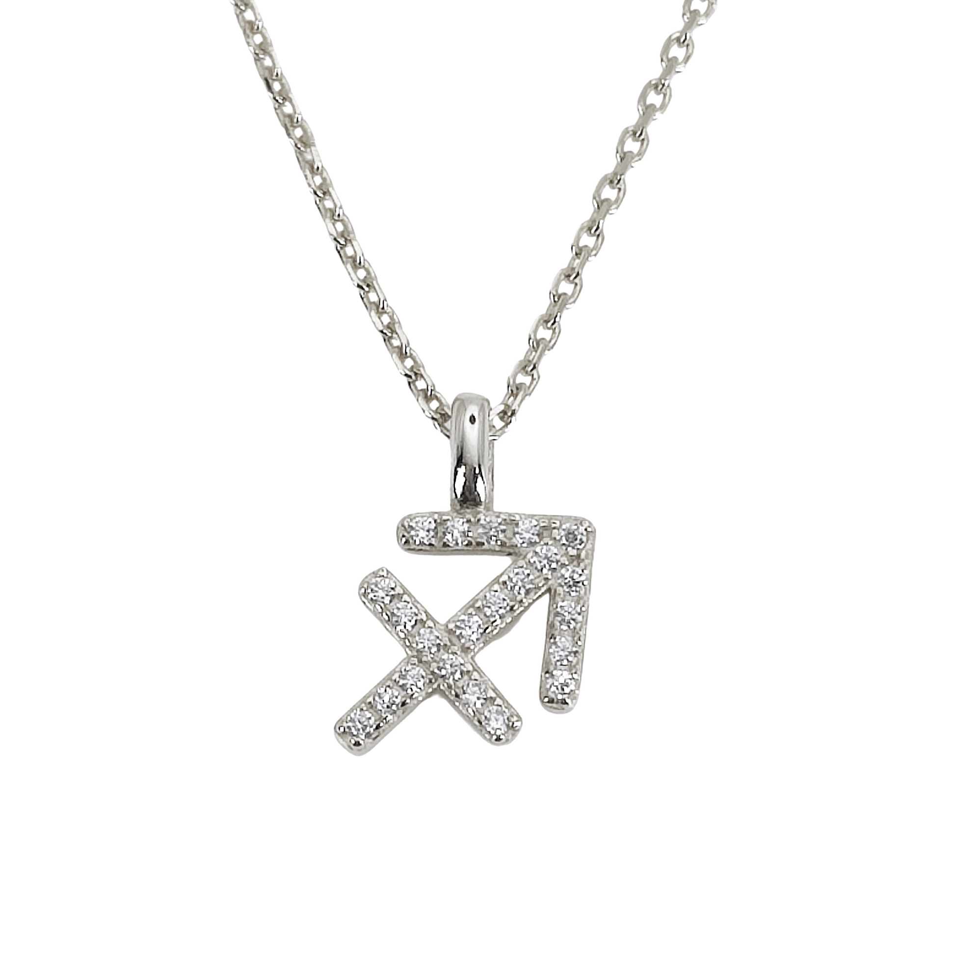 925 Sterling Silver Elegant Cubic Zirconia Zodiac Star Sign Sagittarius Necklace - Mia Ishaaq