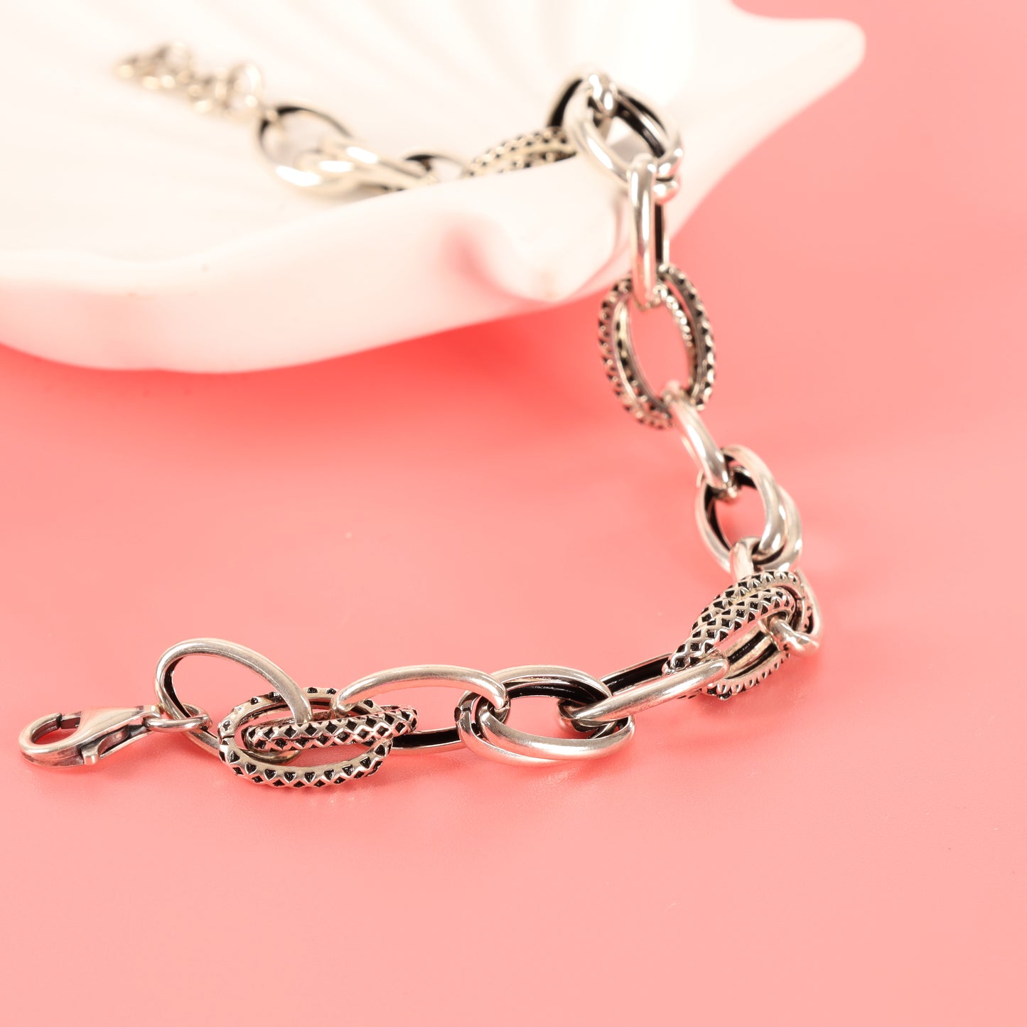 Sterling Silver Ellipse Link Chain Bracelet for Women - Mia Ishaaq