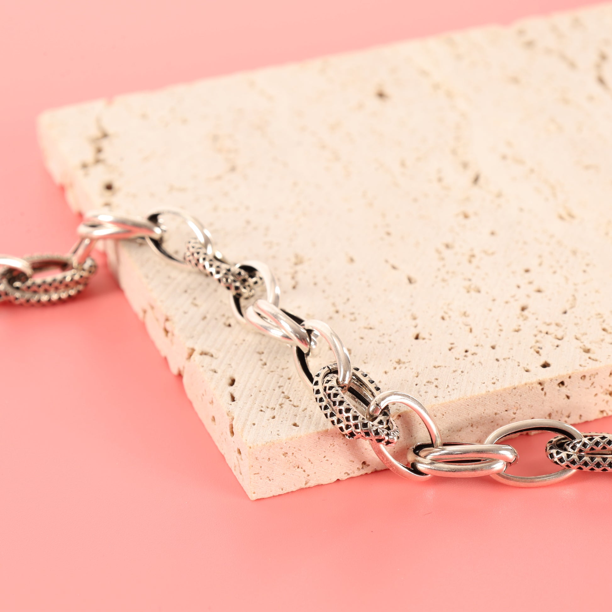 Sterling Silver Ellipse Link Chain Bracelet for Women - Mia Ishaaq