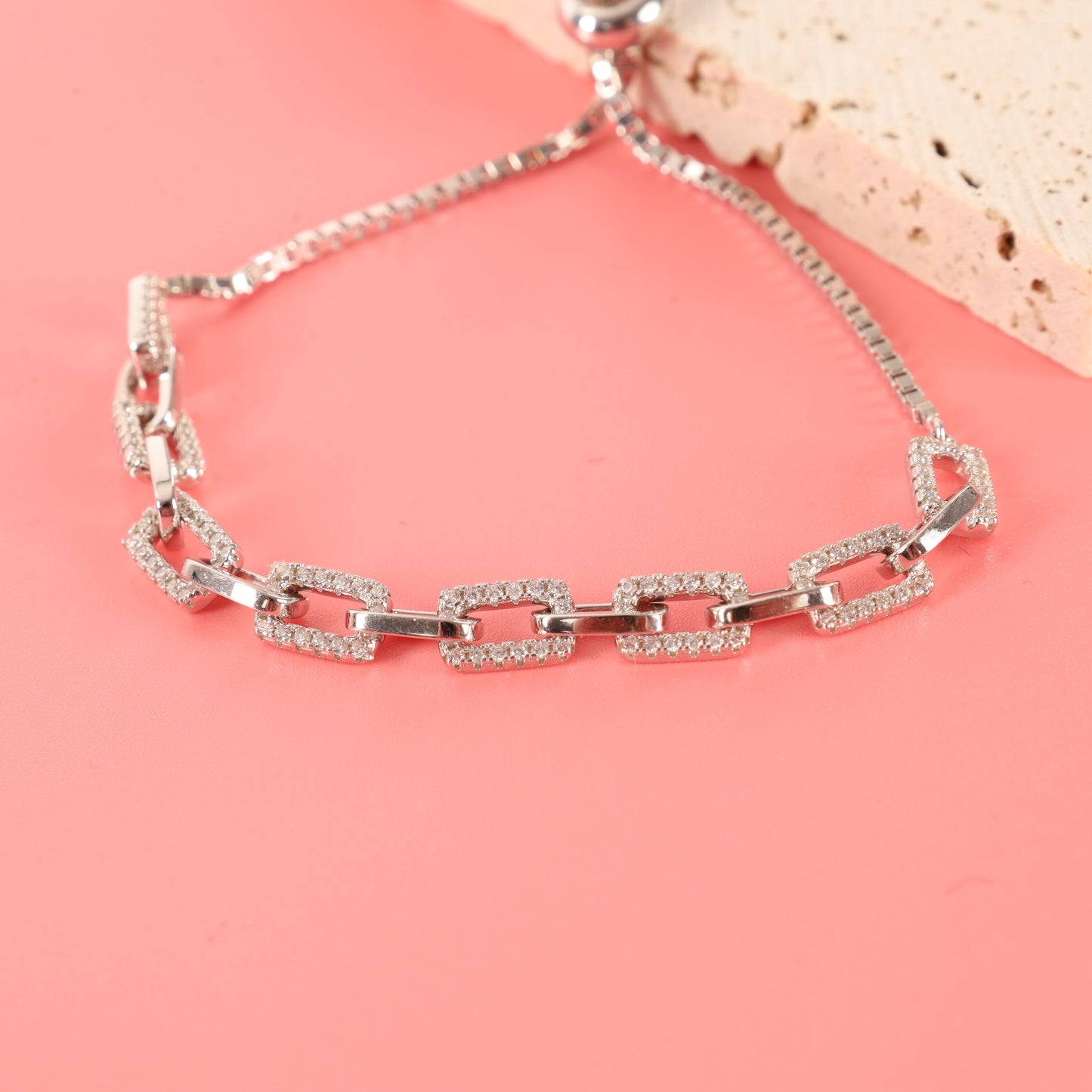 Sterling Silver Slider Link Chain Bracelet for Women - Mia Ishaaq