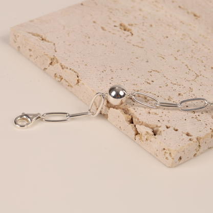 925 sterling silver polished ball charm link chain bracelet - Mia Ishaaq